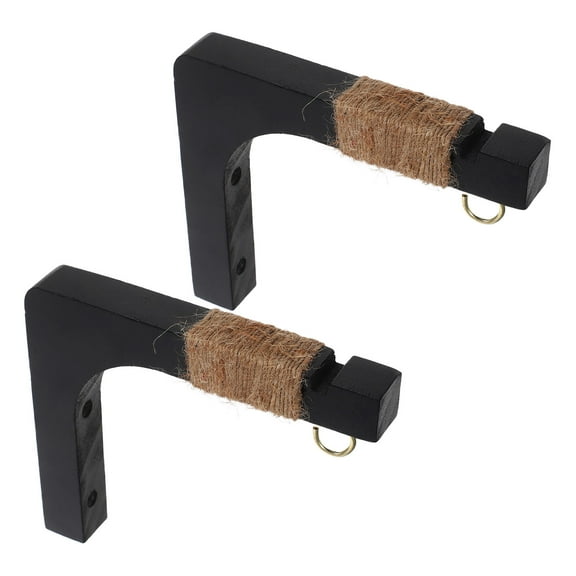 LOLIPPYY 2Pcs Black Wooden Plant Hooks for Hanging Pots Rustic Indoor Outdoor Wall Brackets