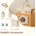 thumbnail image 5 of Robud Kitchen Washer Playset Pretend Play Toy Washing Machine with Clothes Basket, Iron and Sink for Kids Age 3+,Caramel, 5 of 9