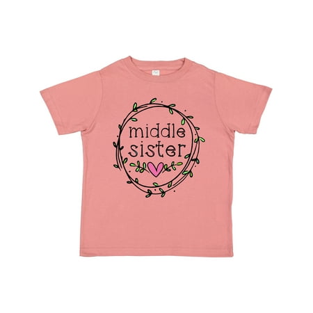 

Inktastic Middle Sister Leaves Circle Heart Gift Toddler Toddler Girl T-Shirt