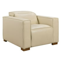 Riseholme Reclining Lounge Chair in Contemporary Beige Authentic Full-Leather