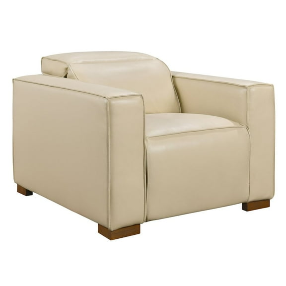 Riseholme Reclining Lounge Chair in Contemporary Beige Authentic Full-Leather