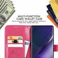 thumbnail image 5 of Wallet Case for Samsung Galaxy S24 Ultra with Card Slots Holder Magnetic Clasp Kickstand Flip Folio Cover, Exquisite Flower Pattern PU Leather Soft Silicone Shockproof Protective Cover, Rose, 5 of 12