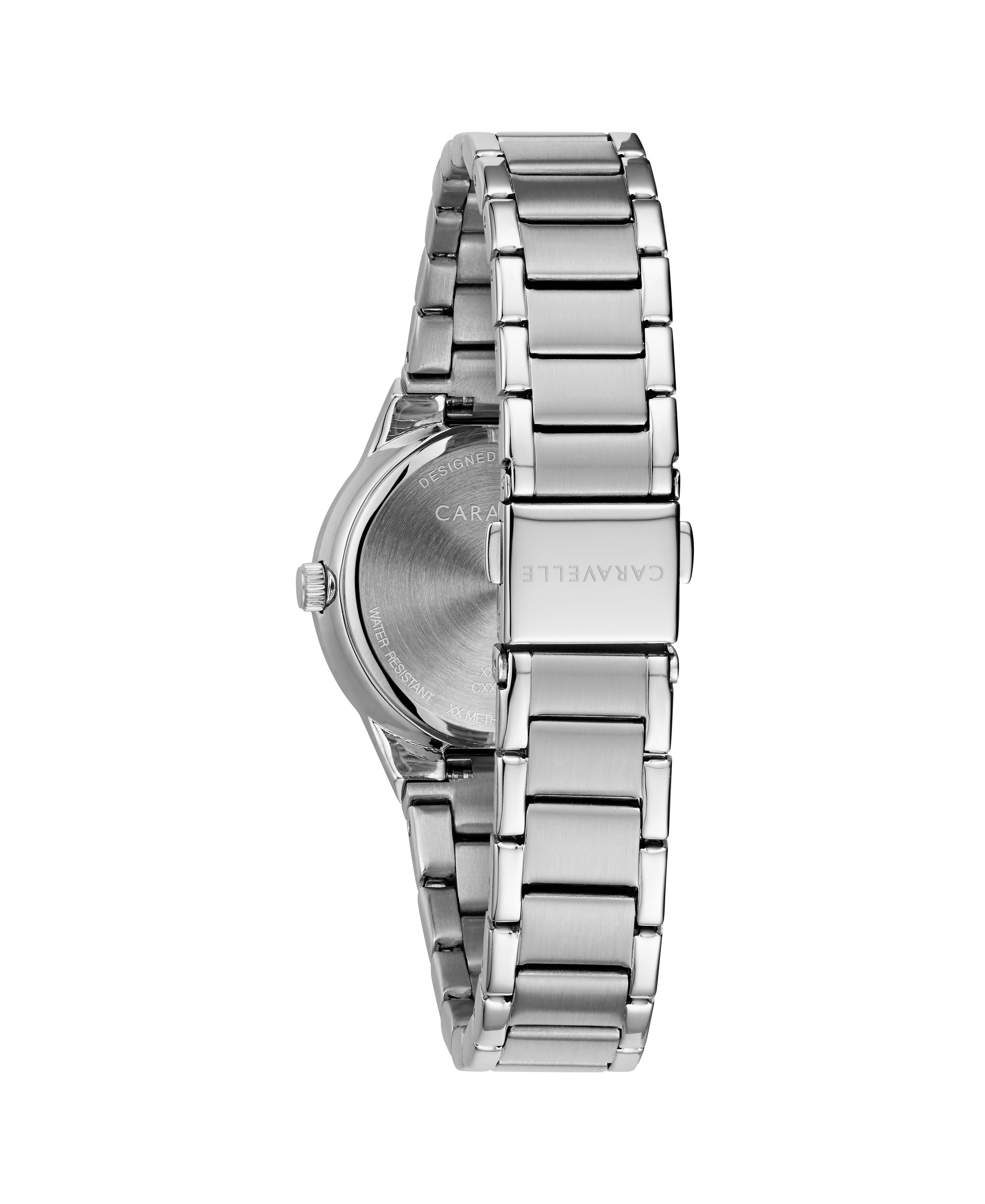 Caravelle Designed By Bulova Women's Silver-Tone Diamond Dial Watch 43P110 30mm