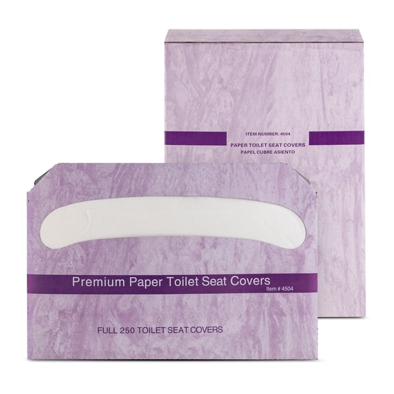 EZbrnd Premium Half-Fold Disposable Toilet Seat Covers, Flushable Paper Cover for Bathroom, White, 250 sheets x 4 pk