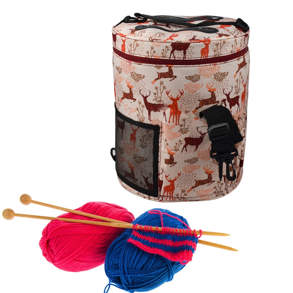DIY Yarn Thread Sewing Tools Storage Bag Knitting Crochet Bag with Shoulder Strap Handles