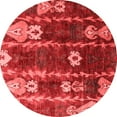 thumbnail image 1 of Ahgly Company Machine Washable Indoor Round Abstract Red Modern Area Rugs, 4' Round, 1 of 4