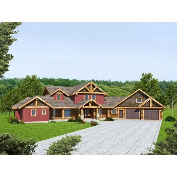 001-3665: Northwest Mountain 3 Bed, 3 Bath Luxury Home Plan, 5684 Sq Ft: Full Blueprints with License to Build by Home Plan Marketplace - Lesuto