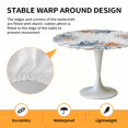 thumbnail image 2 of Elastic Fitted Round Tablecloth, Blue Coastal Waterproof Stretch Table Cover for 55"-60" Tables, Starfish Eucalyptus Leaves Ocean Nautical Conch Washable Outdoor Tablecloths for Patio, Picnic, 2 of 9