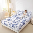 thumbnail image 4 of Erosebridal Easter Rabbit Kids Full Size Sheets, Flower Butterfly Bed Sheets, White Blue, 4pcs, 4 of 5