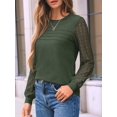 thumbnail image 2 of Long Sleeve Shirts for Women Dressy Casual Lace Tops 2025 Fall Outfits T-Shirts Work Clothes  Green XL, 2 of 6