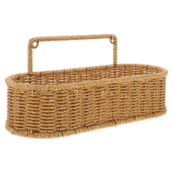 Toyvian Yellow Woven Basket for Bathroom Wall Hanging 1Pcs