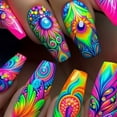 thumbnail image 6 of 24Pcs Lightning Stripe Smudging Press on Fake Nails Mid-length Square Head False Nails Green Wearable Fashion Full Nail Art Tips, 6 of 10