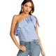 thumbnail image 1 of Women's Casual Sleeveless Tie Knot One Shoulder Ruffle Blouse Top Azul G Azul G Xishao ropa, 1 of 2