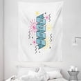 thumbnail image 1 of Love What You Do Tapestry, Motivational Arrangement with Dashed Starburst Effect, Wall Hanging for Bedroom Living Room Dorm Decor, 60W X 80L Inches, Magenta Blue Yellow and Black, by Ambesonne, 1 of 2