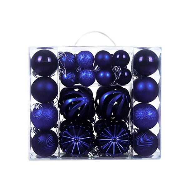 48 bolas navideñas colgantes irrompibles con aro colgante en forma de lágrima azul
