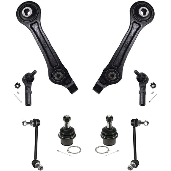 Detroit Axle - RWD Front End Suspension Kit for Chrysler 300 Dodge Charger Challenger 2 Rearward Lower Control Arms 2 Lower Ball Joints 2 Outer Tie Rods 2 Sway Bar Links Replacement