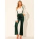 thumbnail image 2 of Pantalones de Monos con Botones de Lunares y Pierna Ancha con Cinturón de cintura Alta de terciopelo para mujer Verde L, 2 of 6