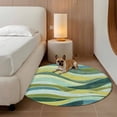 thumbnail image 2 of Teal Green Ombre Round Area Rug 3Ft Washable Small Circle Rugs for Kitchen Entryway, Modern Abstract Moire Wave Striped Non-Slip Carpet Floor Mats Indoor Outdoor Carpet Runner Aesthetic Home Decor, 2 of 8