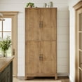 thumbnail image 2 of Finmind 70" Adjustable 6-Tier Kitchen Pantry Cabinet, Farmhouse Storage Cabinet with Shelves and Doors, Multipurpose Freestanding Bookcase, Rustic Brown, 2 of 7