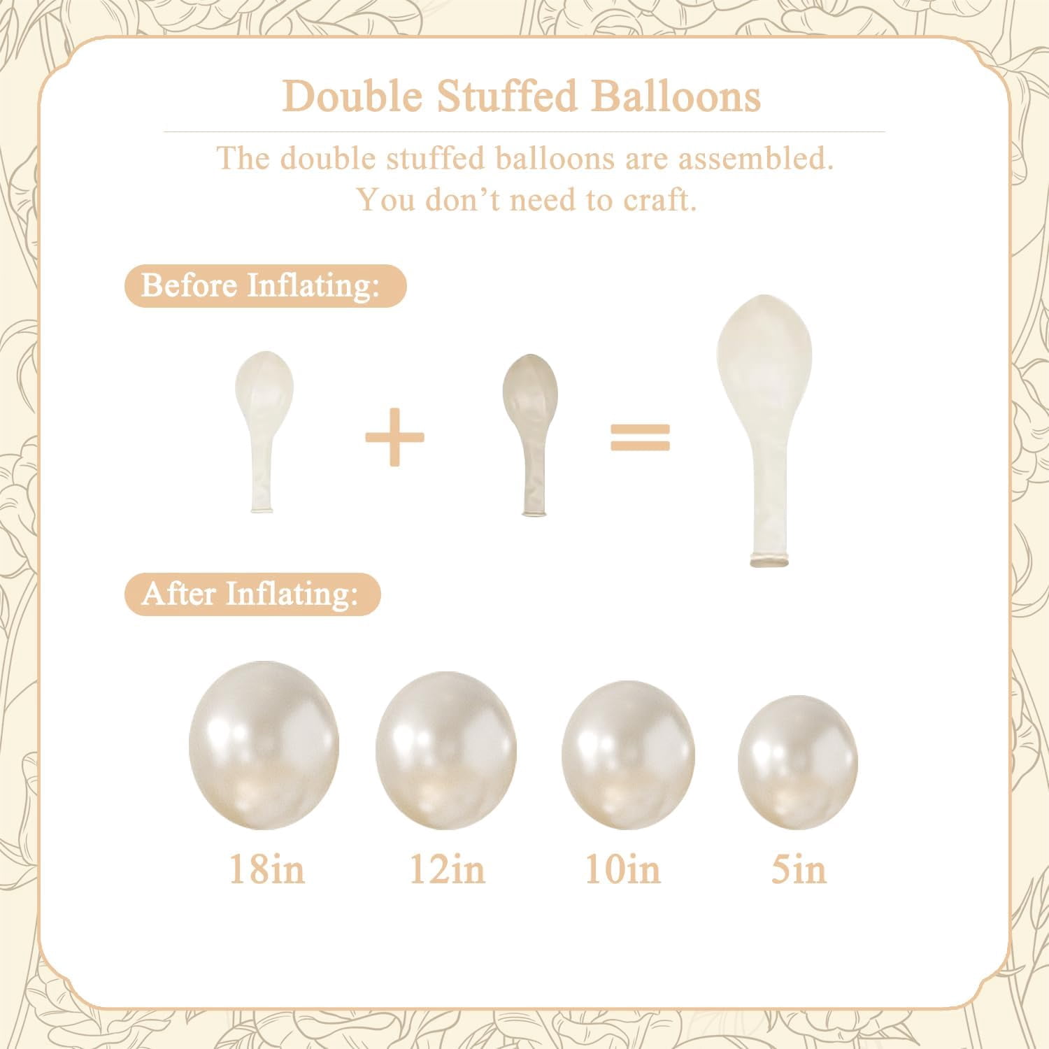 Pearl White Balloon Arch Kit with Double Stuffed Pearl Balloons and Clear Balloons for Wedding Bridal Shower Engagement Party Decorations