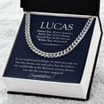 thumbnail image 3 of Personalized Graduation Gifts for Him, High School, College Graduation Gifts for Him, Graduation Necklace for Son Grandson, Cuban Link Chain - Stainless Steel/ Yellow Plated - Message Card & Gift Box, 3 of 5