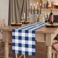 thumbnail image 2 of Navy Blue Plaid 120 Inch Table Runner, Spring Farmhouse Buffalo Checkered Farmhouse Dresser Scarf Cotton & Linen Tablerunner for Dining/Kitchen Island/Holiday Party Décor 13" x 120", 2 of 9