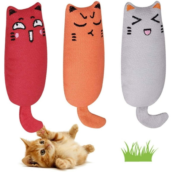 Cataire Jouets, Interactif Chat Oreiller, Jouet pour Chat en Peluche de Simulation, Jouets à Cataire pour Mastiquer et Nettoyer Les Dents, Convient à Tous Les Chats et Chatons