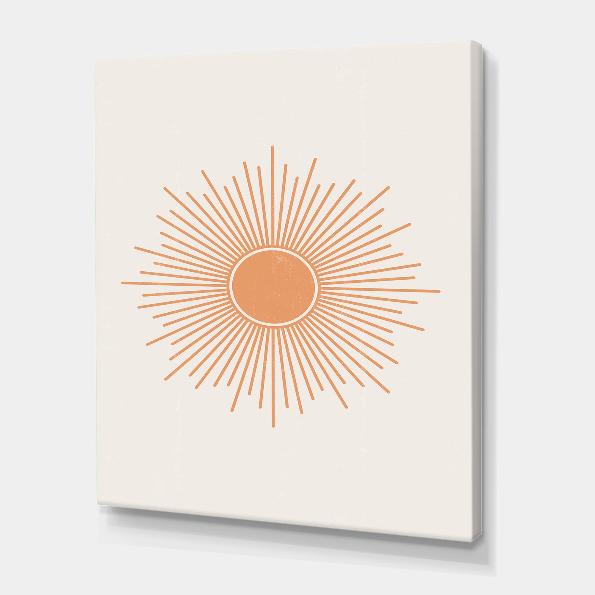 Minimal Bright Shining Orange Sun Rays III 16 in x 40 in Painting Canvas Art Print, by Designart