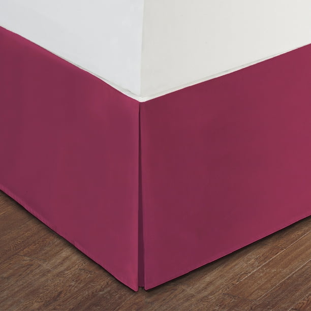 Twin Size Pink Luxury Hotel Bed Skirt Tailored Pleat, 14" Drop