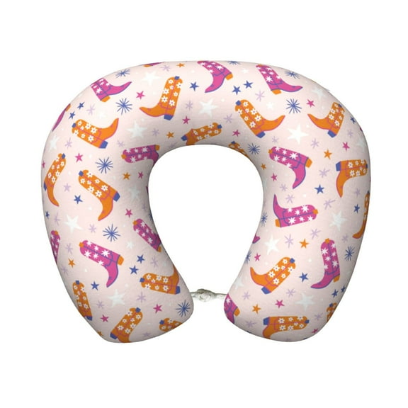 Disketp Cowgirl Boots Travel Pillow Memory Foam Neck Pillow Support Pillow for Camping, Sleeping Rest Cushion Airplane Pillow