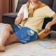 thumbnail image 5 of Balery Hibiscus Flowers Calm Water Pantalones cortos de pijama de punto de algodón para hombre con cinturilla y bolsillos-Small, 5 of 6