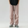 thumbnail image 4 of SEAOPEN Men's Parachute Pants Big and Tall Cargo Pants Breathable Ice Silk Stretch Work Pants Lightweight Basic Soild Color Gym Workout Pants Holiday Deals Pink,M, 4 of 4