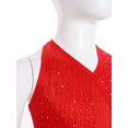 thumbnail image 6 of iiniim Girls Sleeveless Latin Dance Ballroom Rhinestones Tassels Fringed Leotard Dress Red 8, 6 of 7