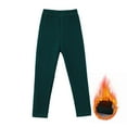 thumbnail image 4 of Pandaie 1-14T Girls Fleece Lined Leggings Winter Warm Soft Thermal Pants Full Length Kids Tights Trousers Clothes Dark Green 13-14 Years, 4 of 5