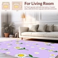 thumbnail image 2 of ODIKA 3'x5' Machine Washable Non-Slip Area Rug, Whimsical Daisy Chain Design with Scattered Bloom Accents High Traffic Rug with Pad, Purple, 451052, 2 of 8