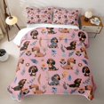 thumbnail image 2 of Homewish Cute Dachshund Dog Twin Quilt Set,Lovely Floral Leaves Twin Coverlet Set,Pink,2 Pieces, 2 of 7
