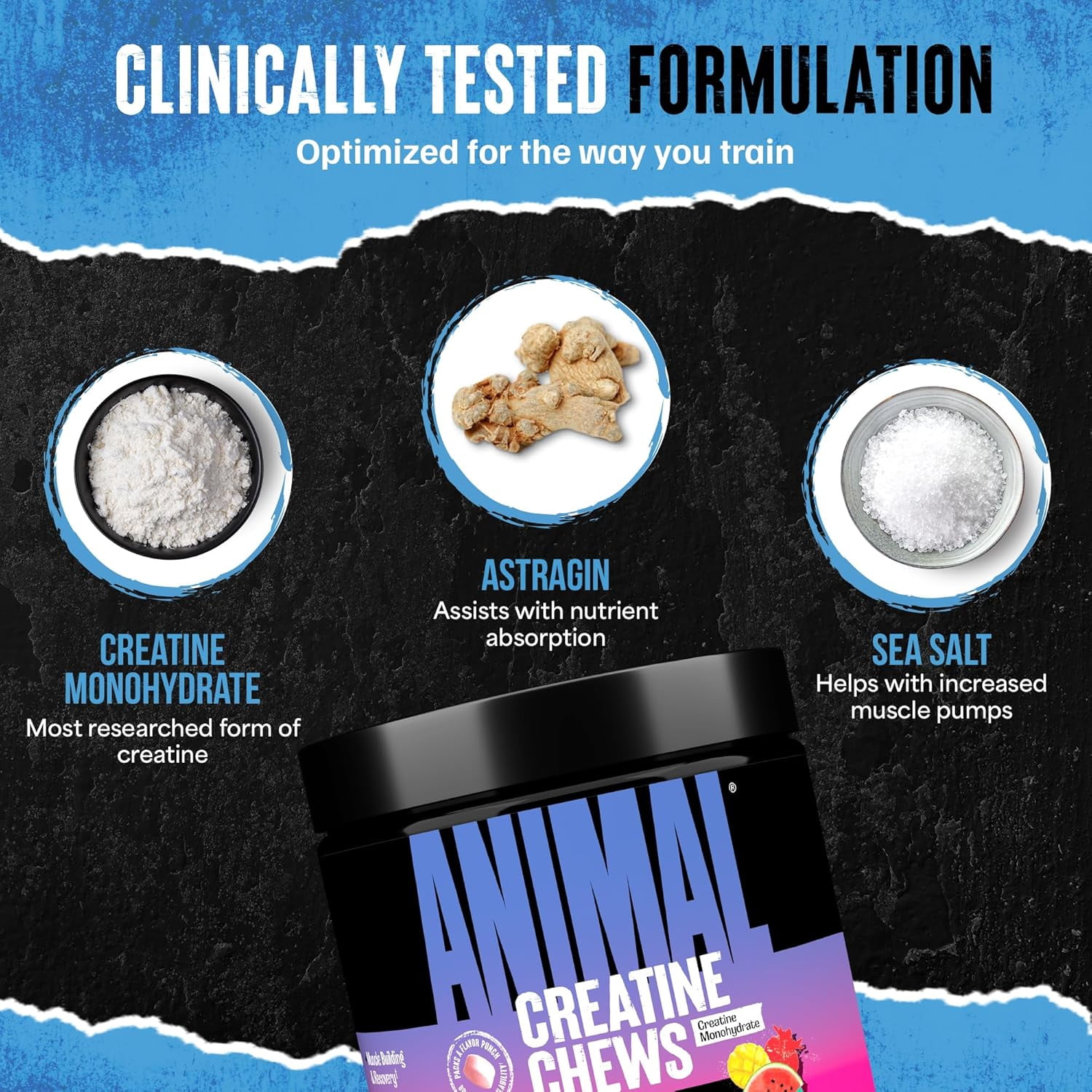 Animal Creatine Performance Chews - Fruit Punch - 120 Chewable Tablets