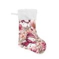thumbnail image 5 of RMDQTR Christmas Stockings for Xmas Gifts - Large Size Festive Holiday Decor for Family Pink Watercolor Snowmen and Flowers, 5 of 8