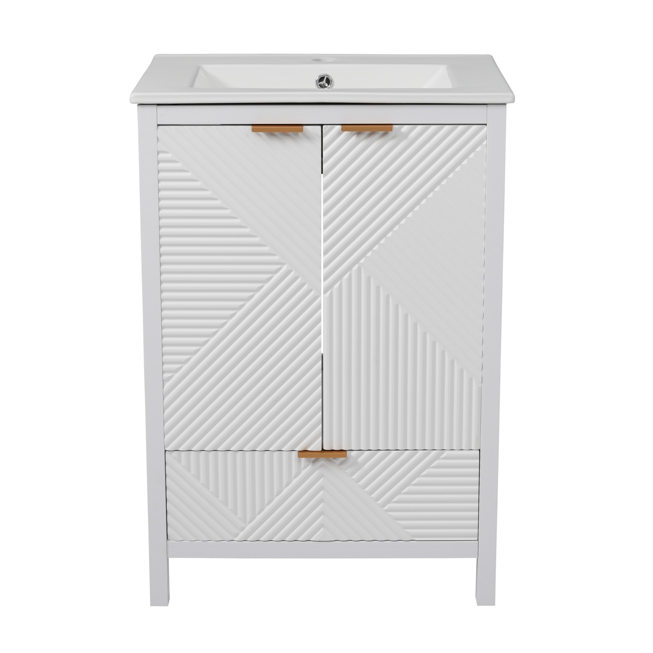 Christopher Knight Home 24" Modern Bathroom Vanity with Sink, Large Storage and Drawer, Soft Close, White