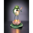 thumbnail image 2 of Ceramic Frog Banjo Tealight Candle Holder 9" Gift for Nature Lovers, 2 of 3