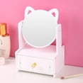 thumbnail image 1 of 1 espejo de tocador y escritorio, espejo de maquillaje, espejo de tocador de gato, espejo de mesa para baño, espejo cosmético de pared, gabinete de almacenamiento de plástico completo, 1 of 5