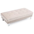 thumbnail image 4 of Passion Furniture Derek Beige Velvet Upholstered Ottoman, 4 of 5