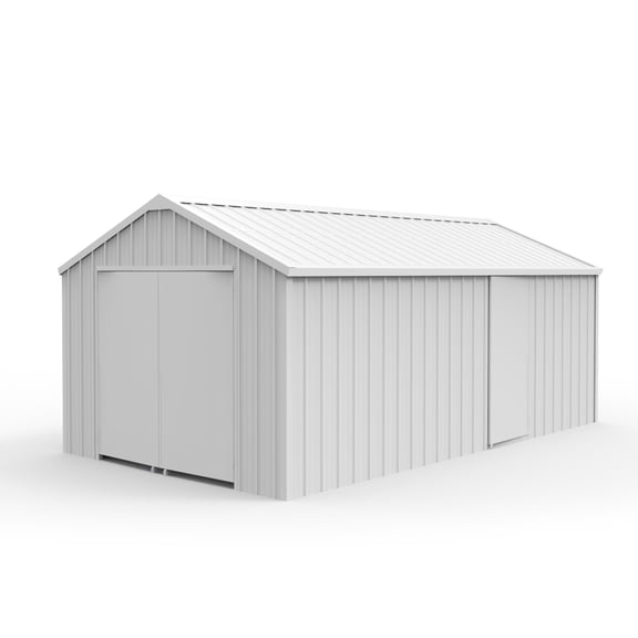 12x20FT Outdoor Metal Storage Shed, Galvanized Steel Portable Building with Double Swing Doors, Heavy-Duty Carport for Tools, Motorcycle, Equipment Storage
