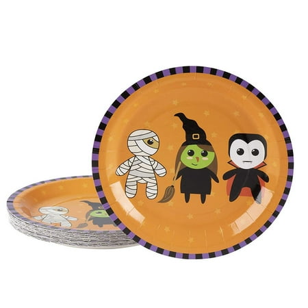 Disposable Plates - 80-Count Paper Plates, Halloween Party Supplies for Appetizer, Lunch, Dinner, and Dessert, Mummy, Witch and Vampire Design, 9 Inches Diameter