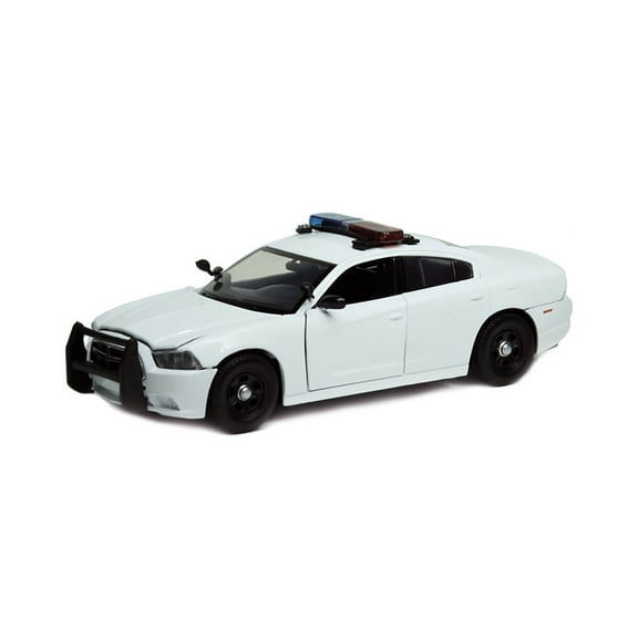 2011 Dodge Charger Pursuit Unmarked w/ Lights & Sounds, White - Motor Max 79532 - 1/24 scale Diecast Model Toy Car