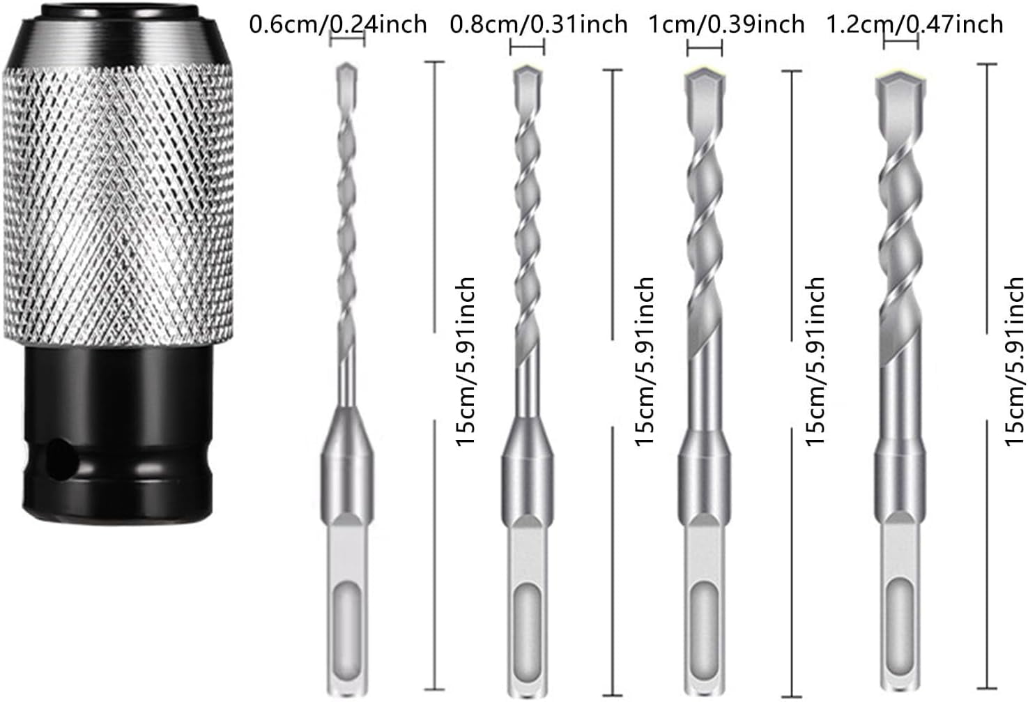 Rotary Hammer Adapter, Impact Drill Bits Set, Quick Release Adapters Converter, Multi-Functional Electric Hammer to Drill Converter with Adapter And Bits for Concrete, Brick, Stone (Grey)