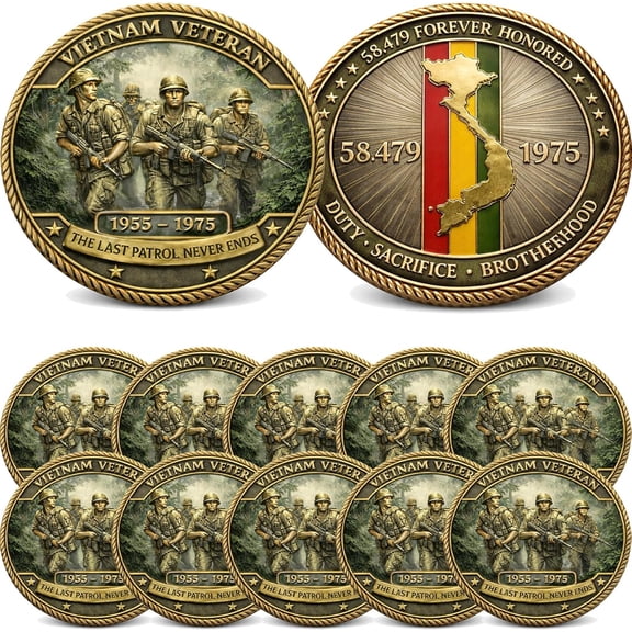 Vietnam Veteran Commemorative Coin, 1955-1975 Forever Honored Tribute Medal, Military Collectible Souvenir Coin, Desktop Decor for Home Office Study and Collection