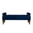 thumbnail image 2 of Bedroom Button Chair - Velvet Upholstery In Navy With Wood Long Bench Design Construction, 2 of 3