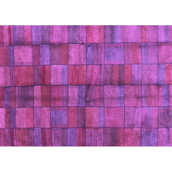 Ahgly Company Indoor Rectangle Abstract Purple Contemporary Area Rugs, 2' x 3'