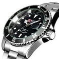 thumbnail image 4 of Military Automatic Watch Mens Stainless Steel Silver Case Black Dial Black Bezel, 4 of 5